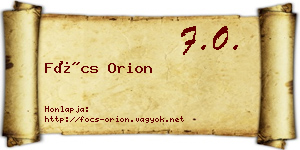 Föcs Orion névjegykártya